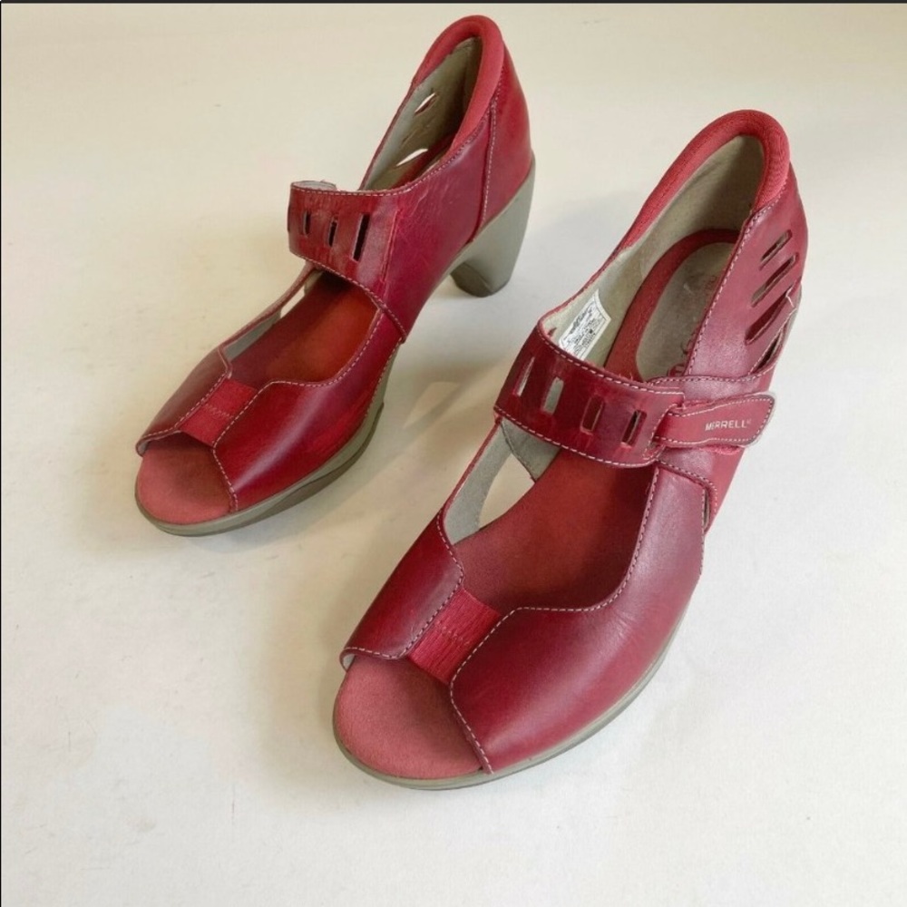 Scarlet Merrel Evera Mary Jane Sunset Cycling Leather Sandals Size 9 Red Women's